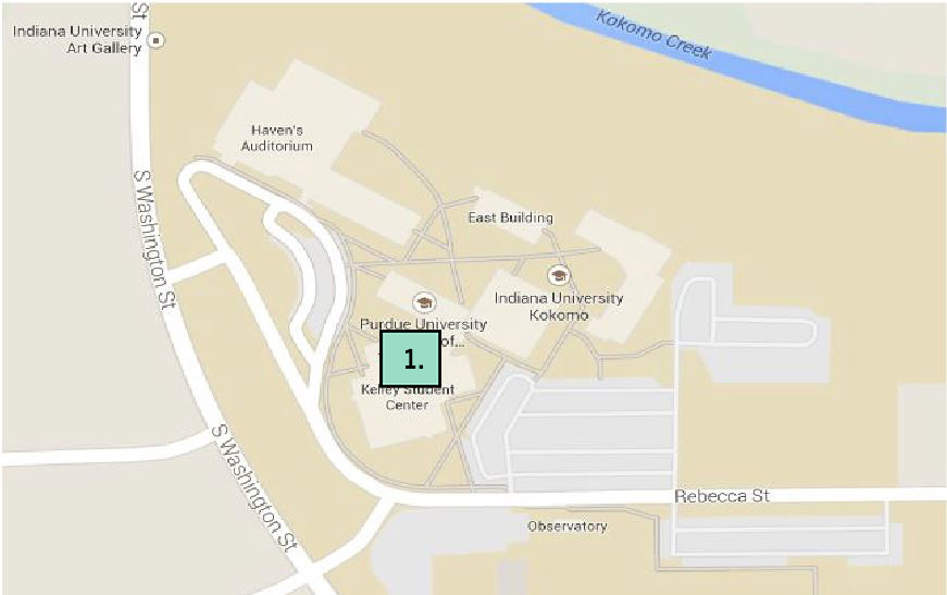 Map of blood pressure machines at IU Kokomo