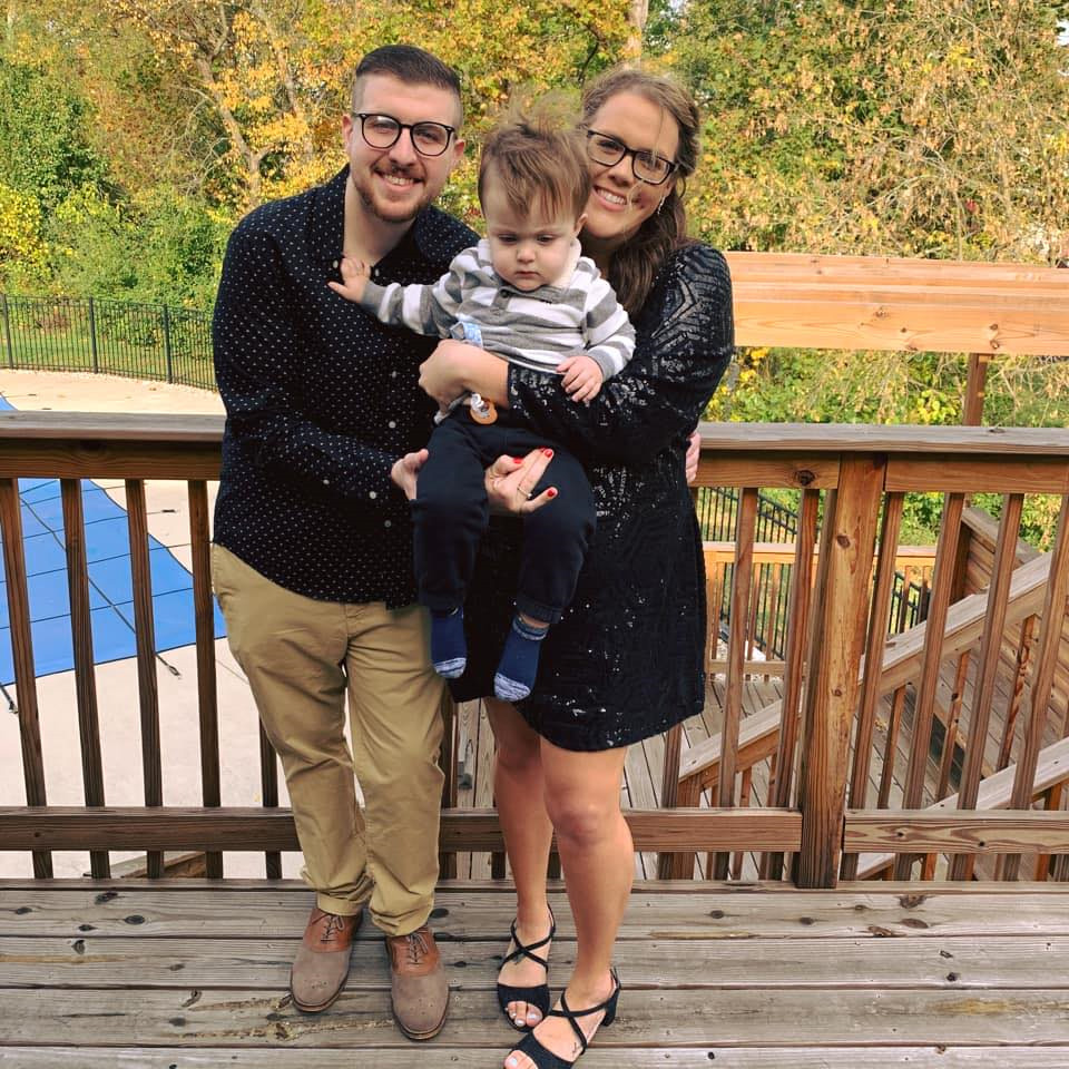 Sarah Barger with husband and son portrait
