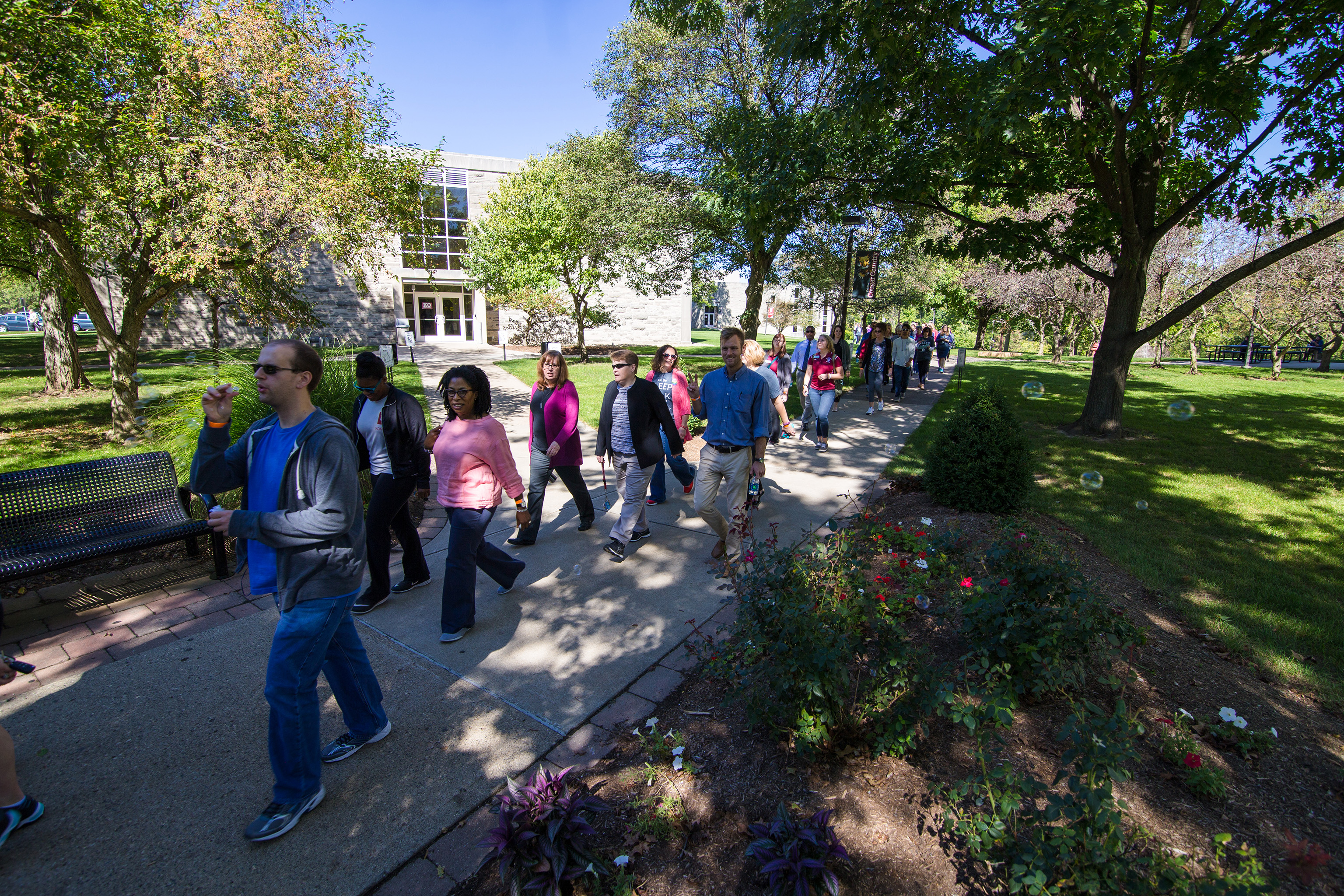 People going for a walk on campus